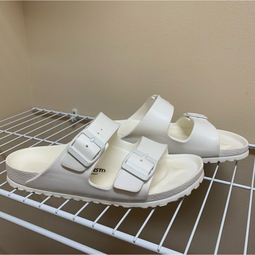 Birkenstock Arizona Essentials Slide Sandal- White Rubber